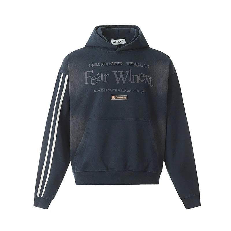 Oversize Washed Letter Hoodie