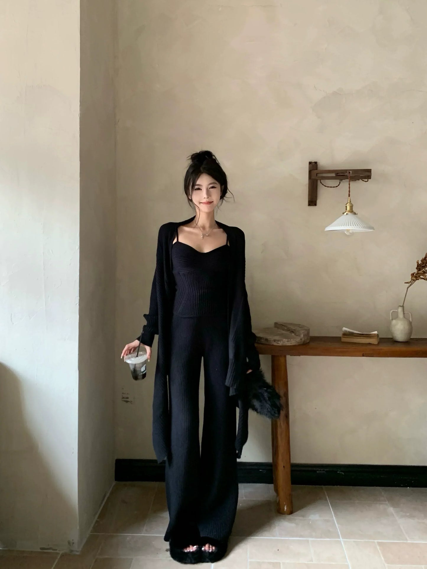Ruffle Cardigan Top & Pants Set