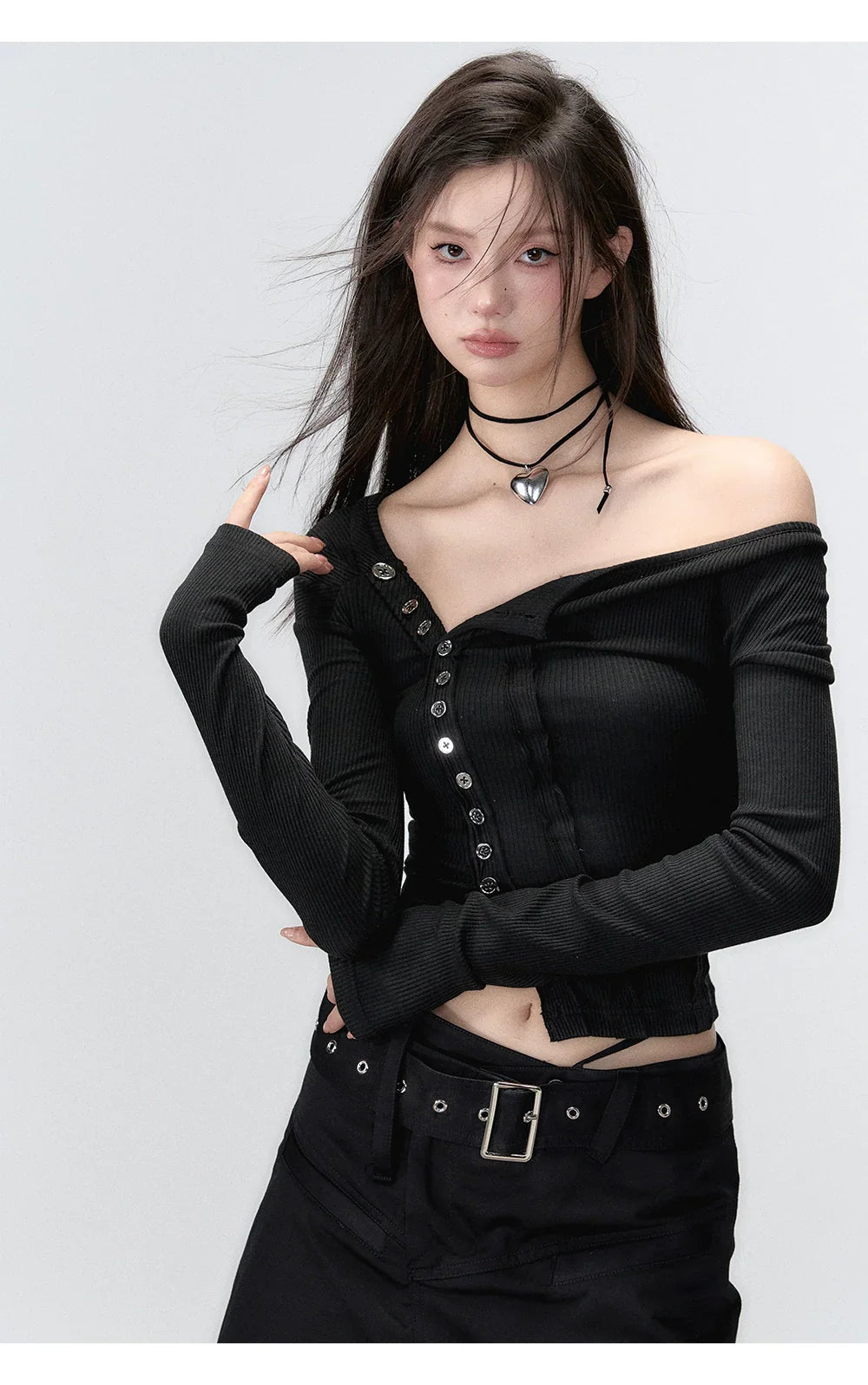 Andyet Asymmetrical Button Top