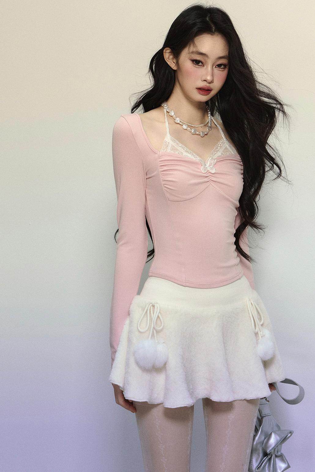 Lace Halter Embroidered Top - My Store