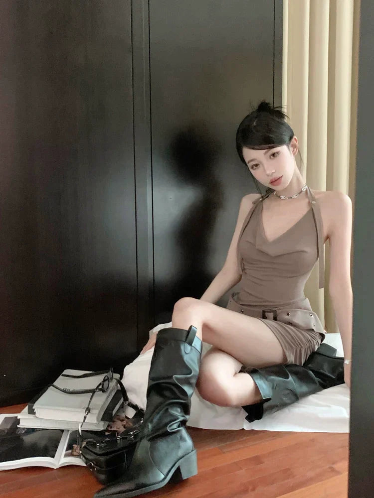 Brown Belted Dress