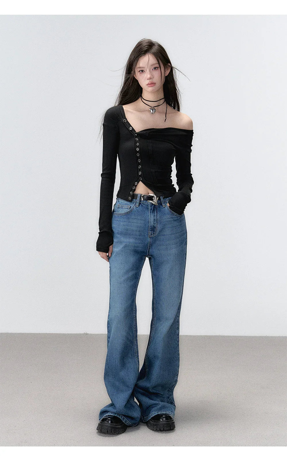 Andyet Asymmetrical Button Top