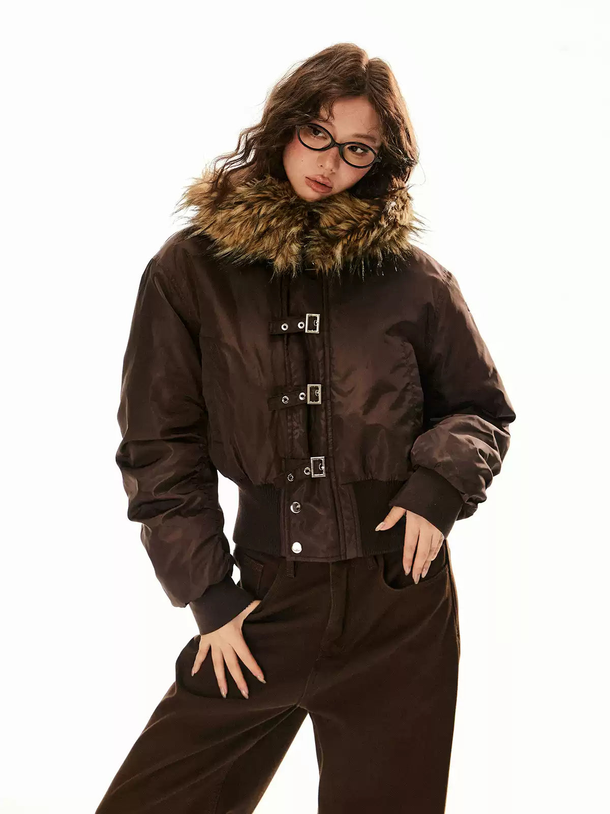 クラスプファーフードクロップドジャケット