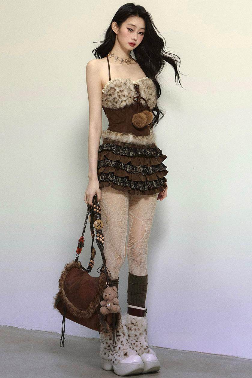 Plush Halter Slim Crop Top - My Store