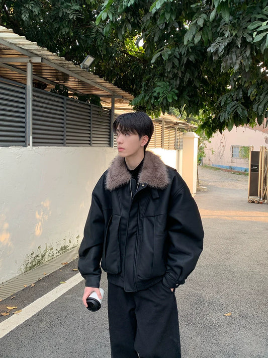 ファーカラーレザージャケット