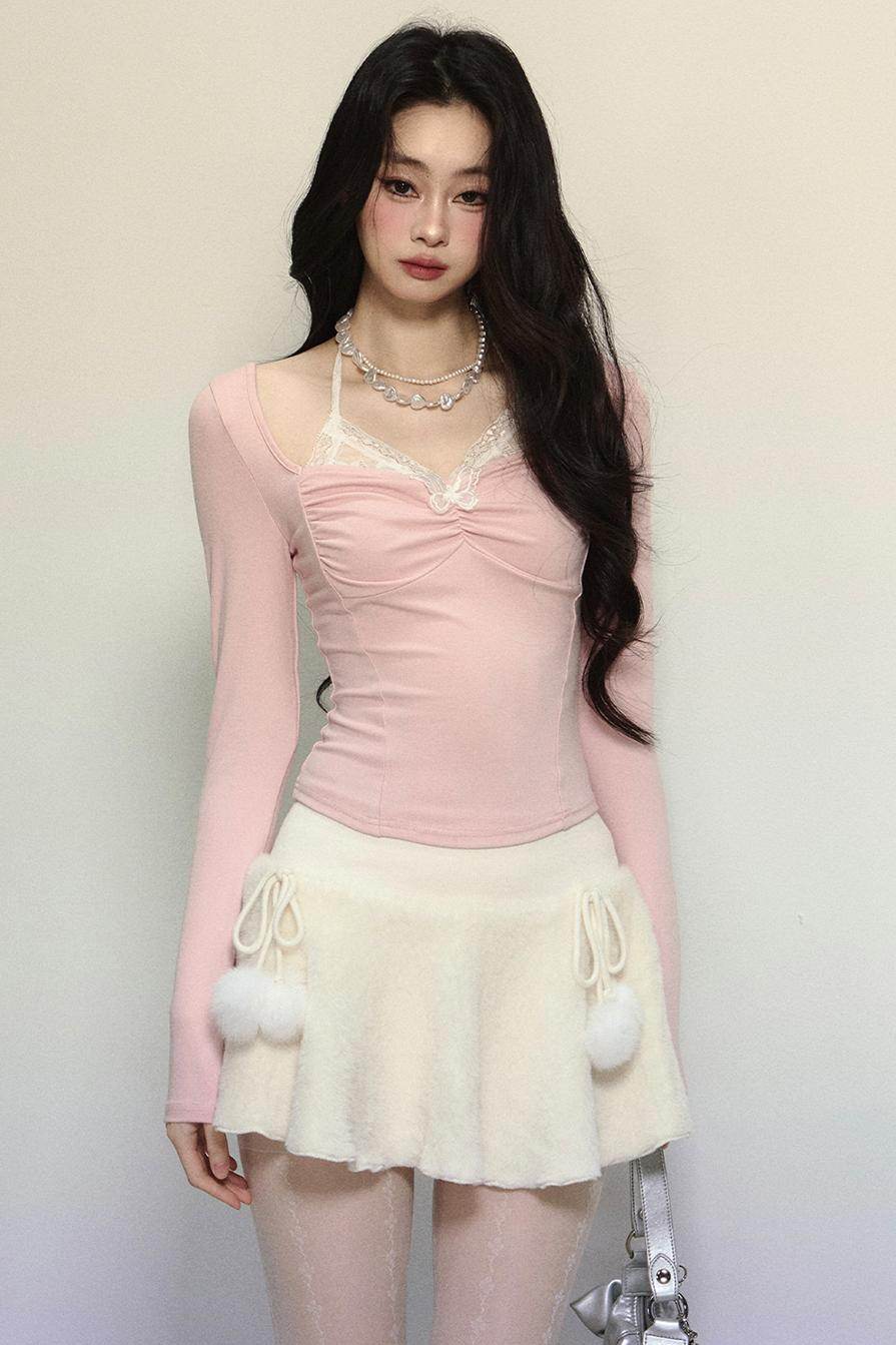 Lace Halter Embroidered Top - My Store