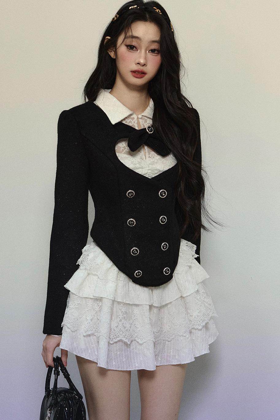 White Lace Fitted Short Dress - My Store
