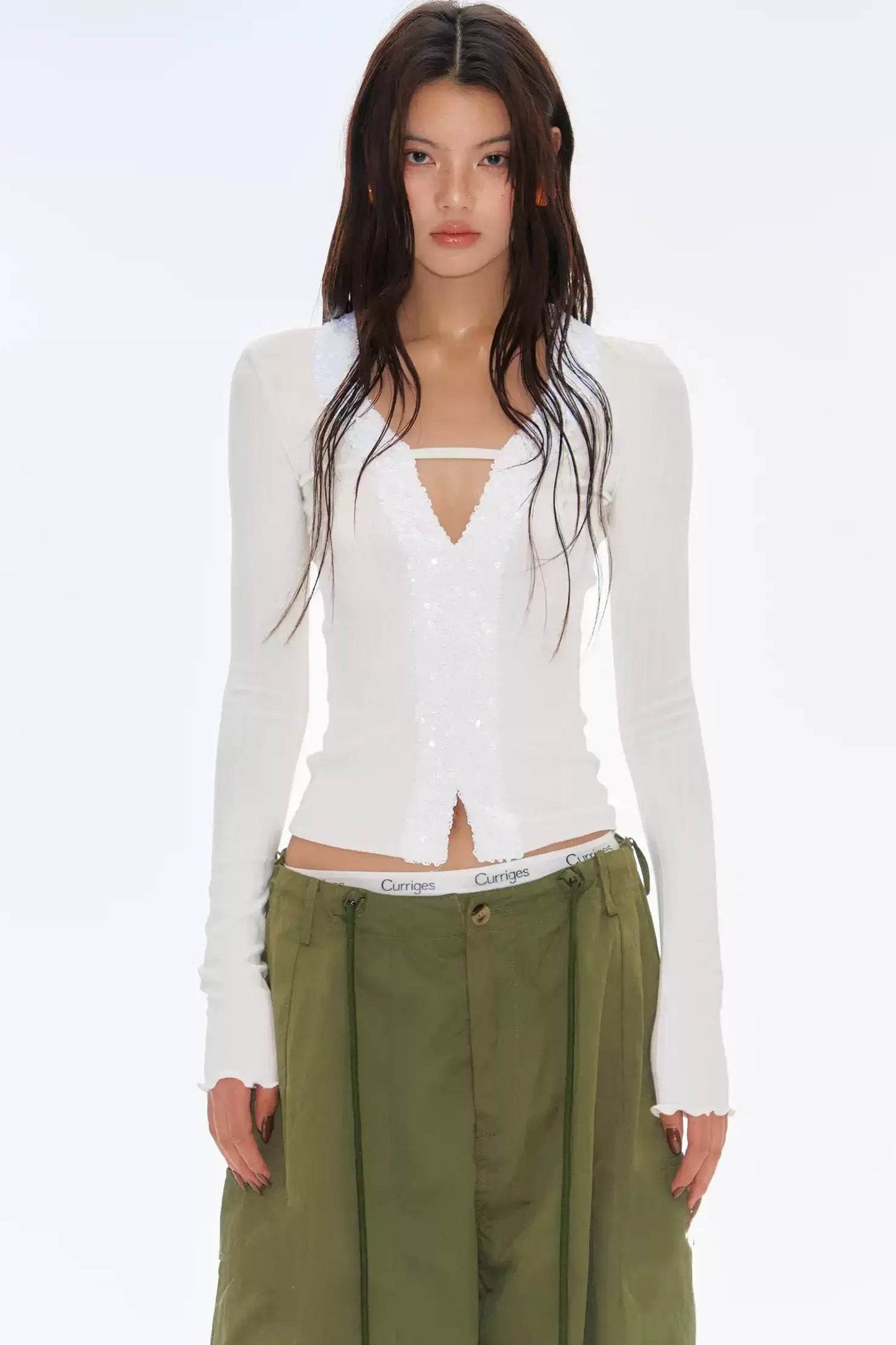 Embellished Patchwork Knit Top - My Store