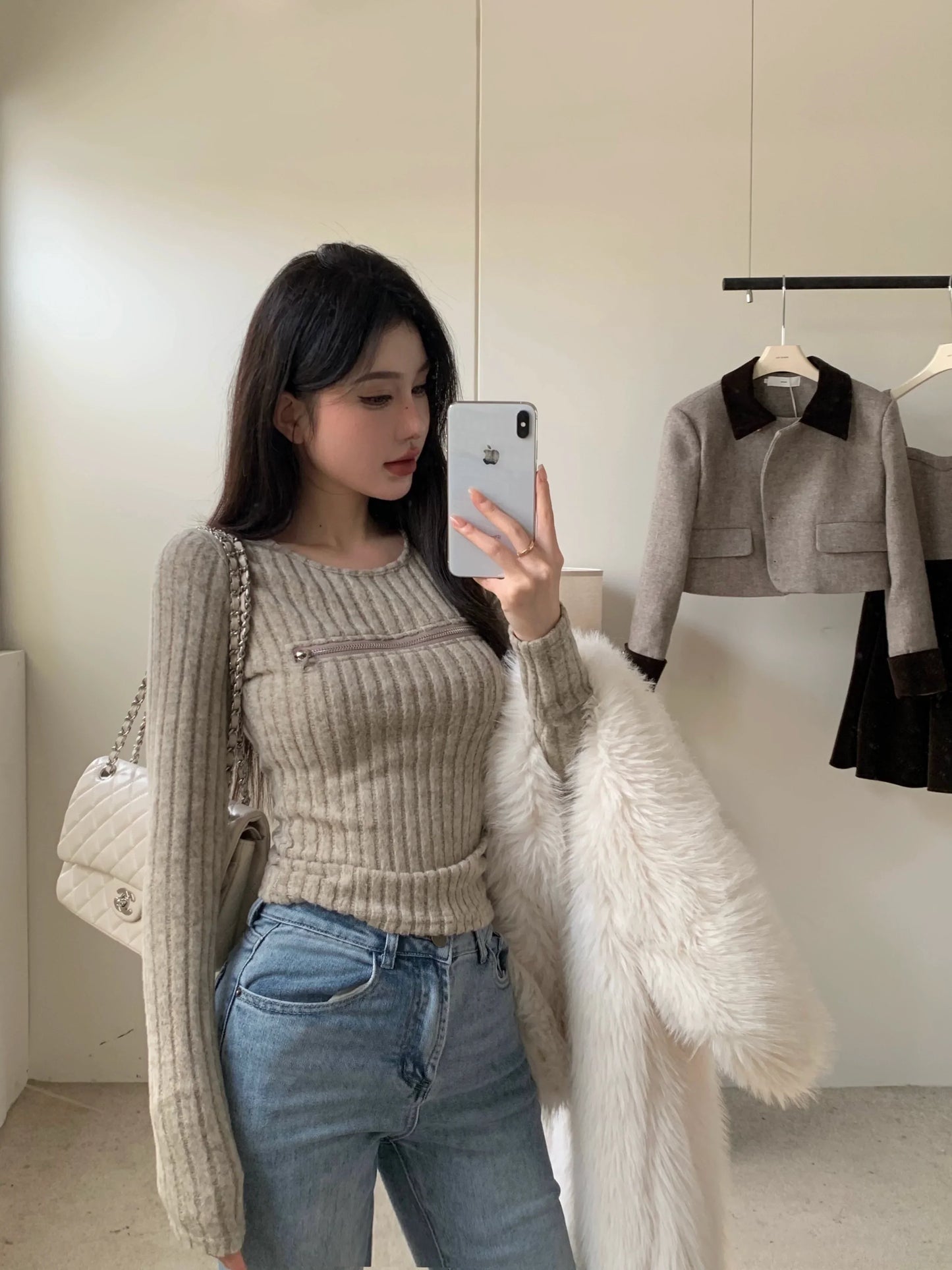 Zipper Long Sleeve Top