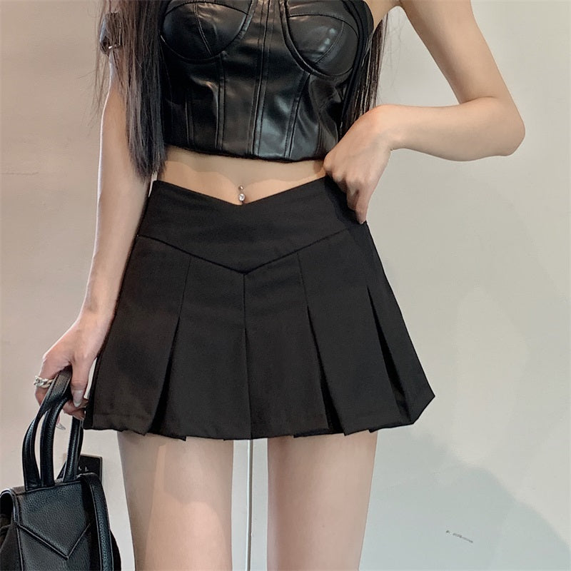 V Cut Pleated Skirt