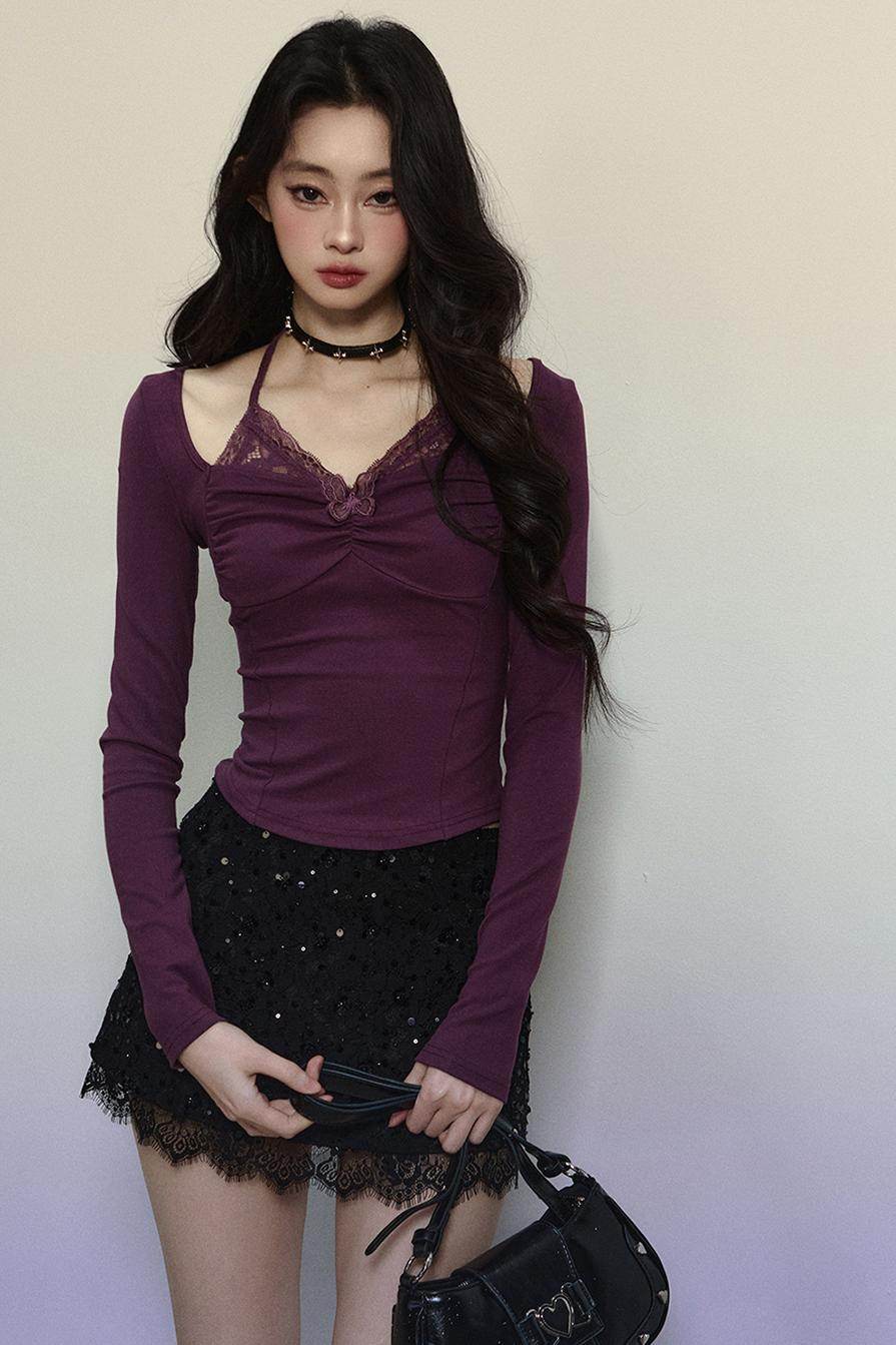 Lace Halter Embroidered Top - My Store