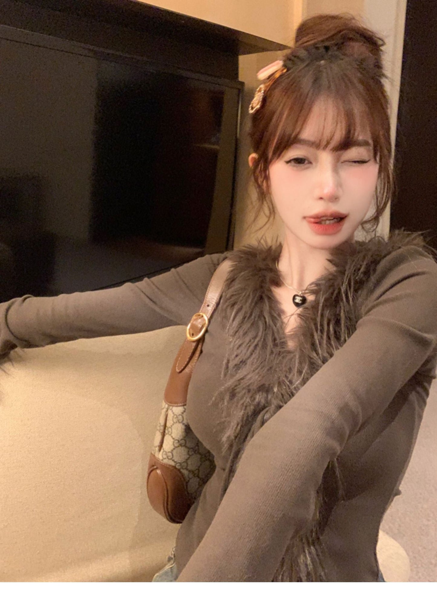 Fur Cardigan Top