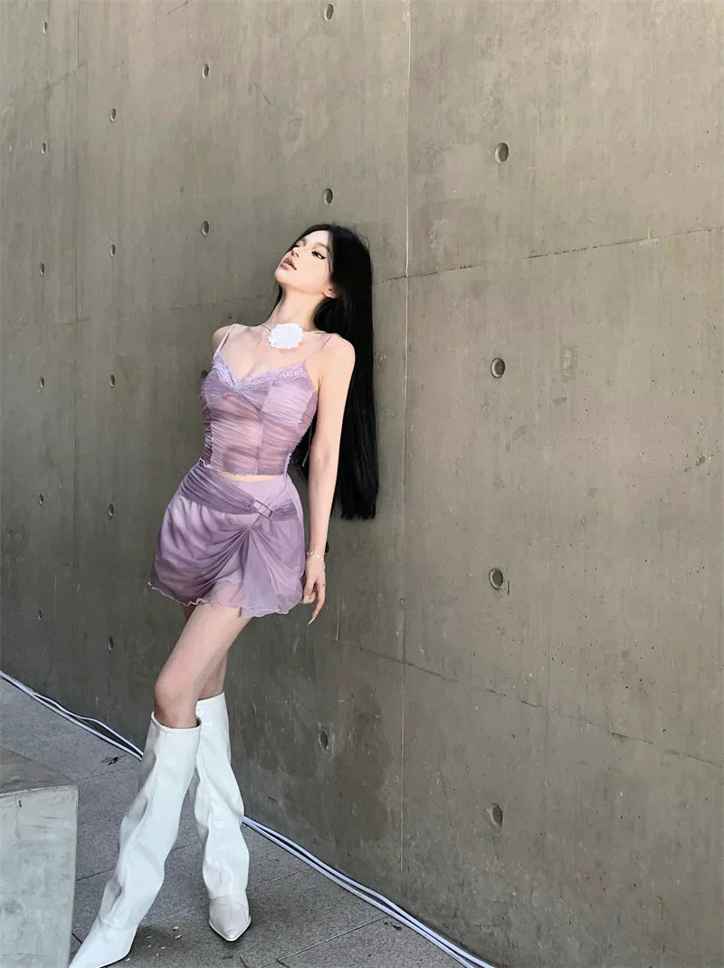 Lilac Top & Skirt Set
