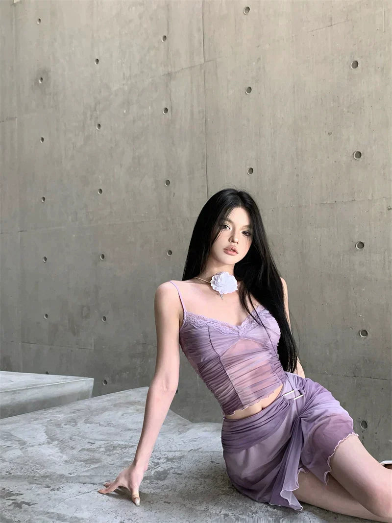Lilac Top & Skirt Set