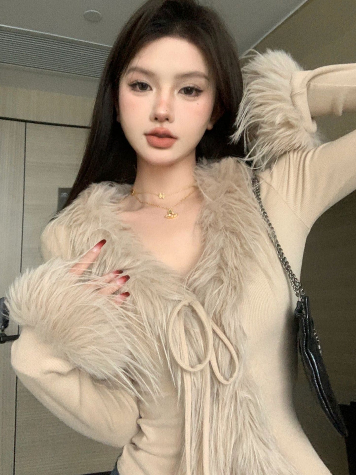 Fur Cardigan Top