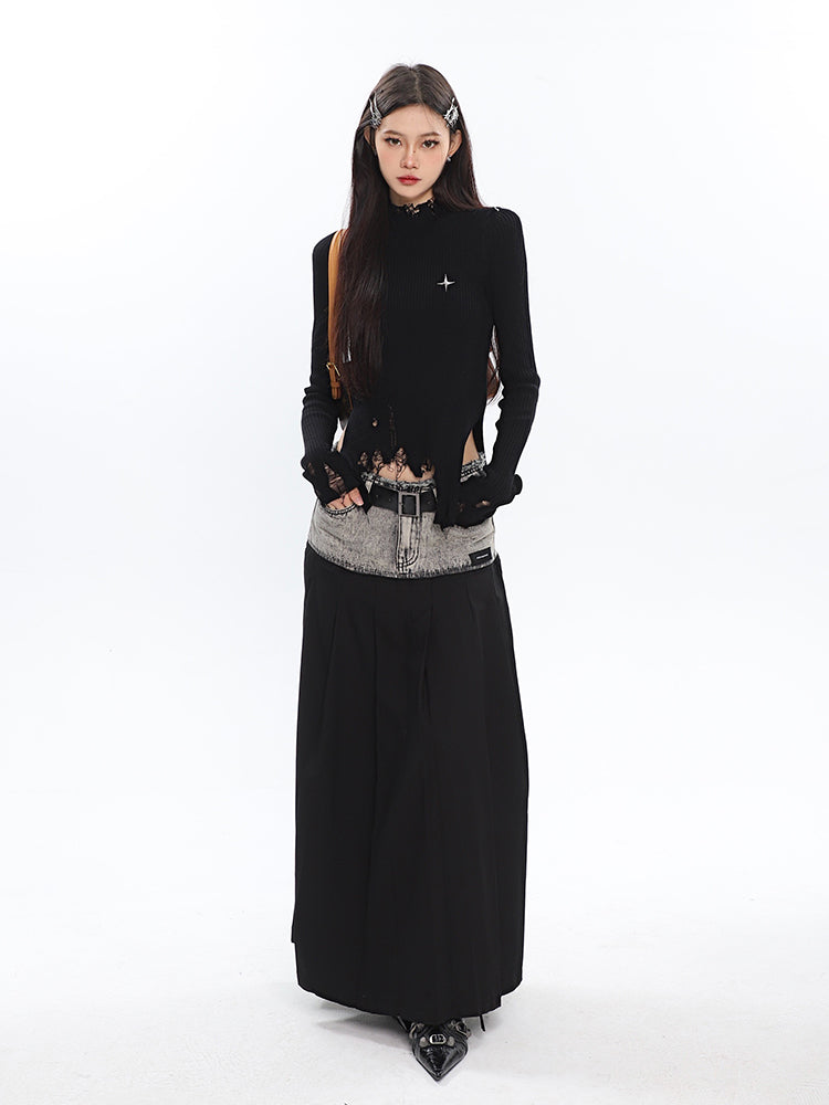 klia Star Distressed Long Sleeve Top