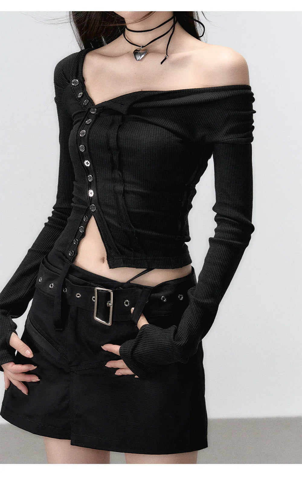 Andyet Asymmetrical Button Top