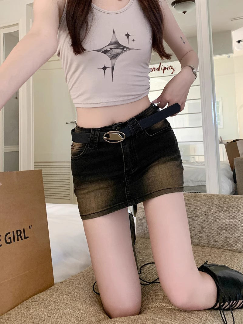 Fade Wash Denim Skirt