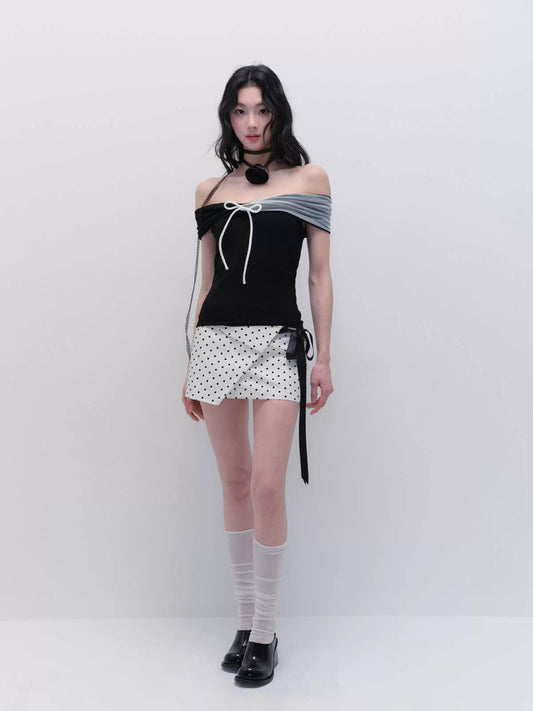 Fragile Heart Black and White Accent Top - My Store