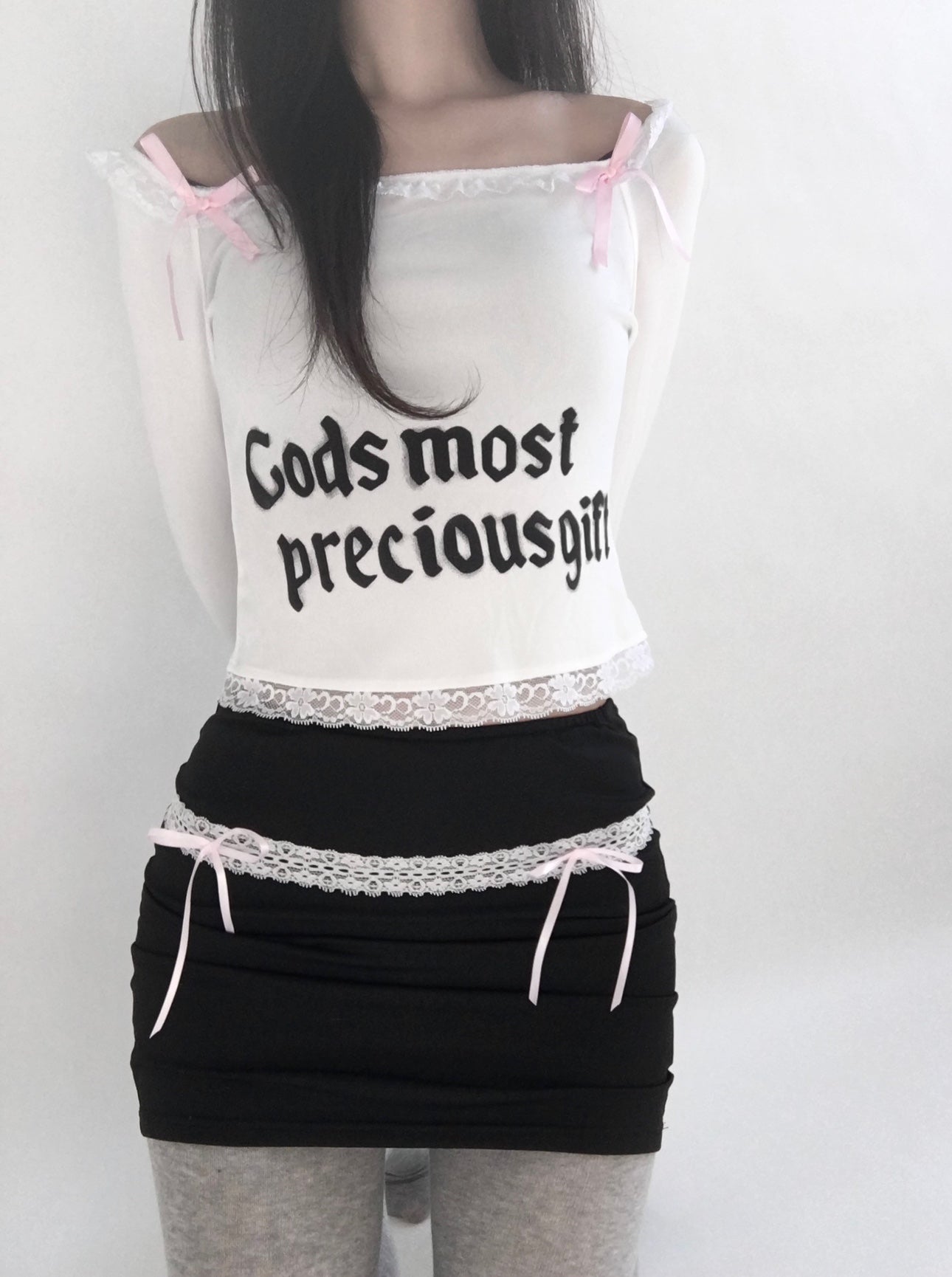Lace Bow Mini Skirt