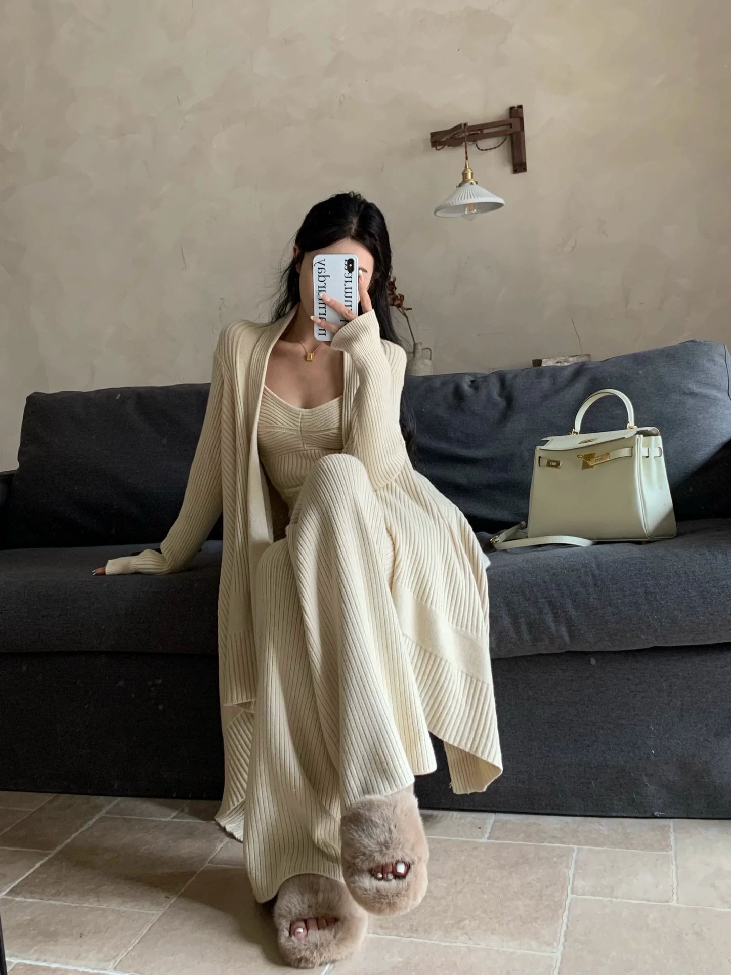 Ruffle Cardigan Top & Pants Set