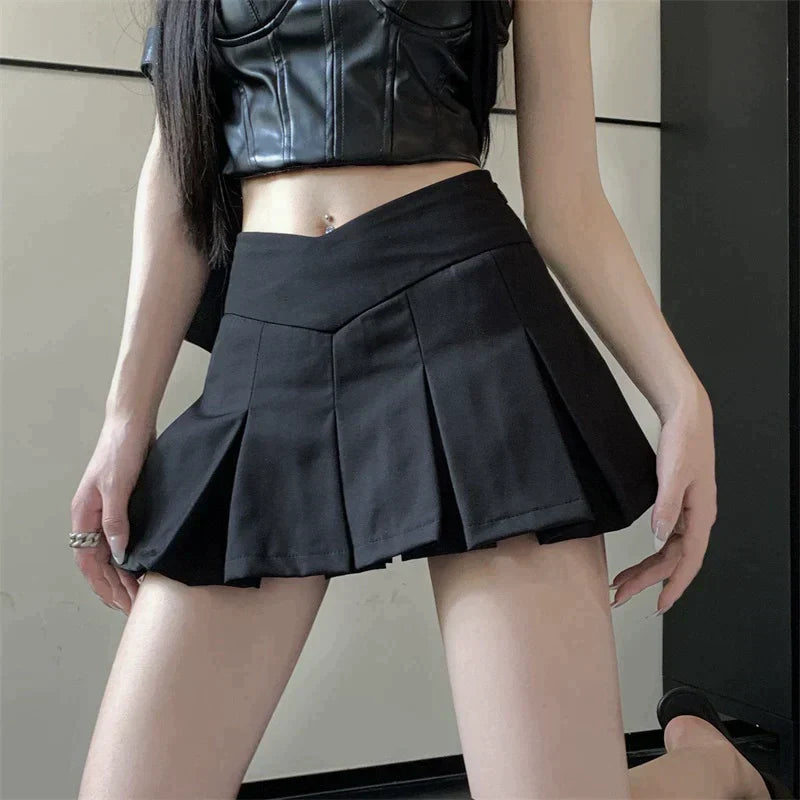 V Cut Pleated Skirt