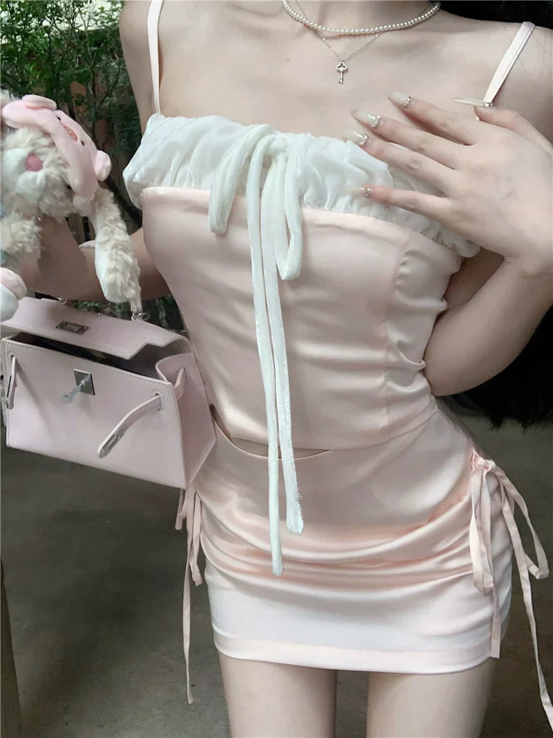 Pink Square Neck Top