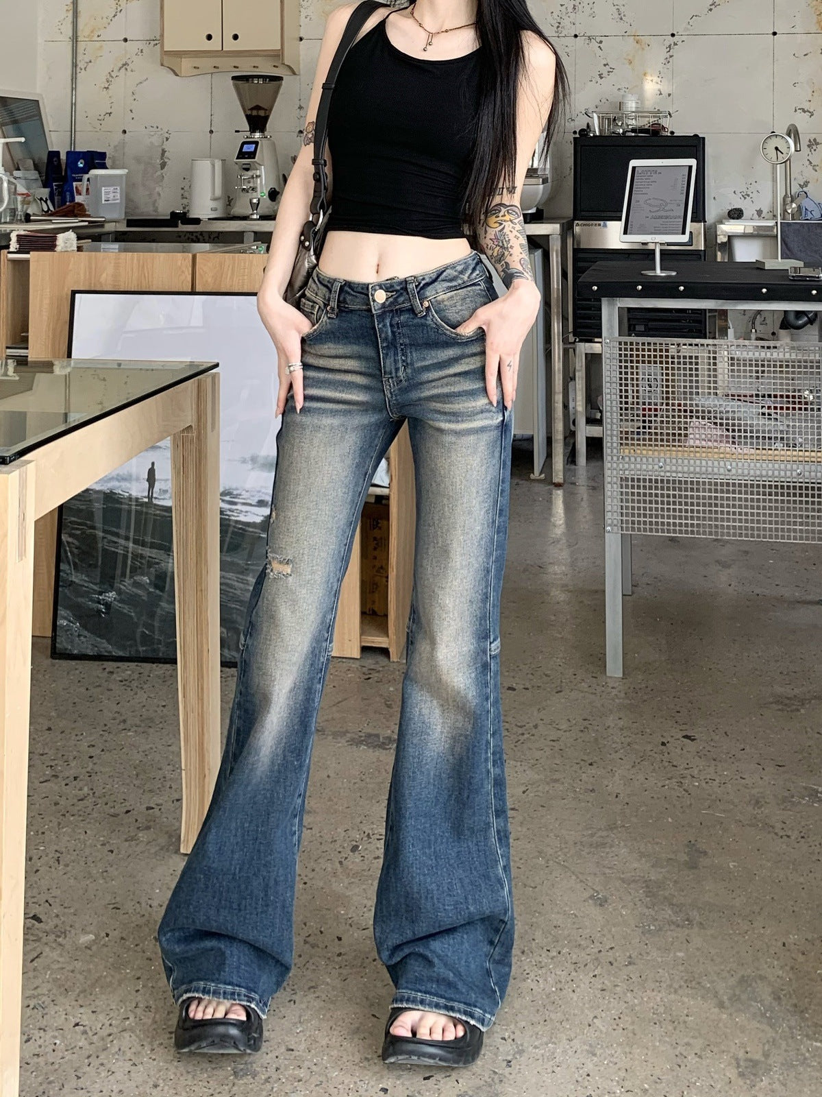 Fade Wash Flare Pants