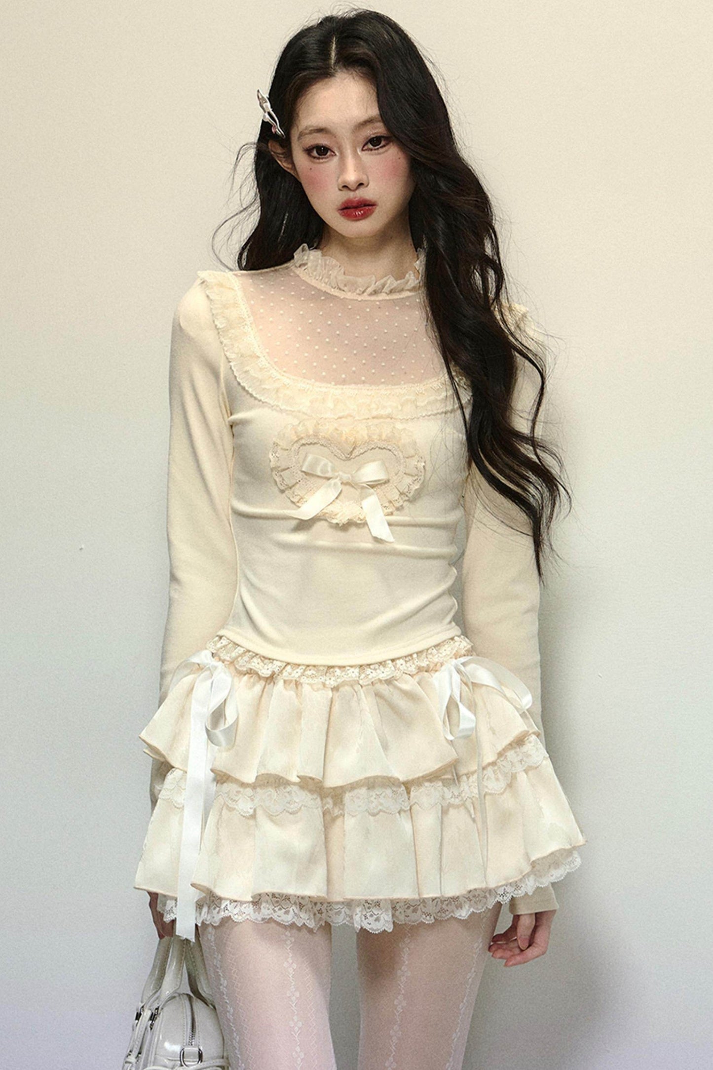 Slim Fit Lace Long Sleeve Top - My Store