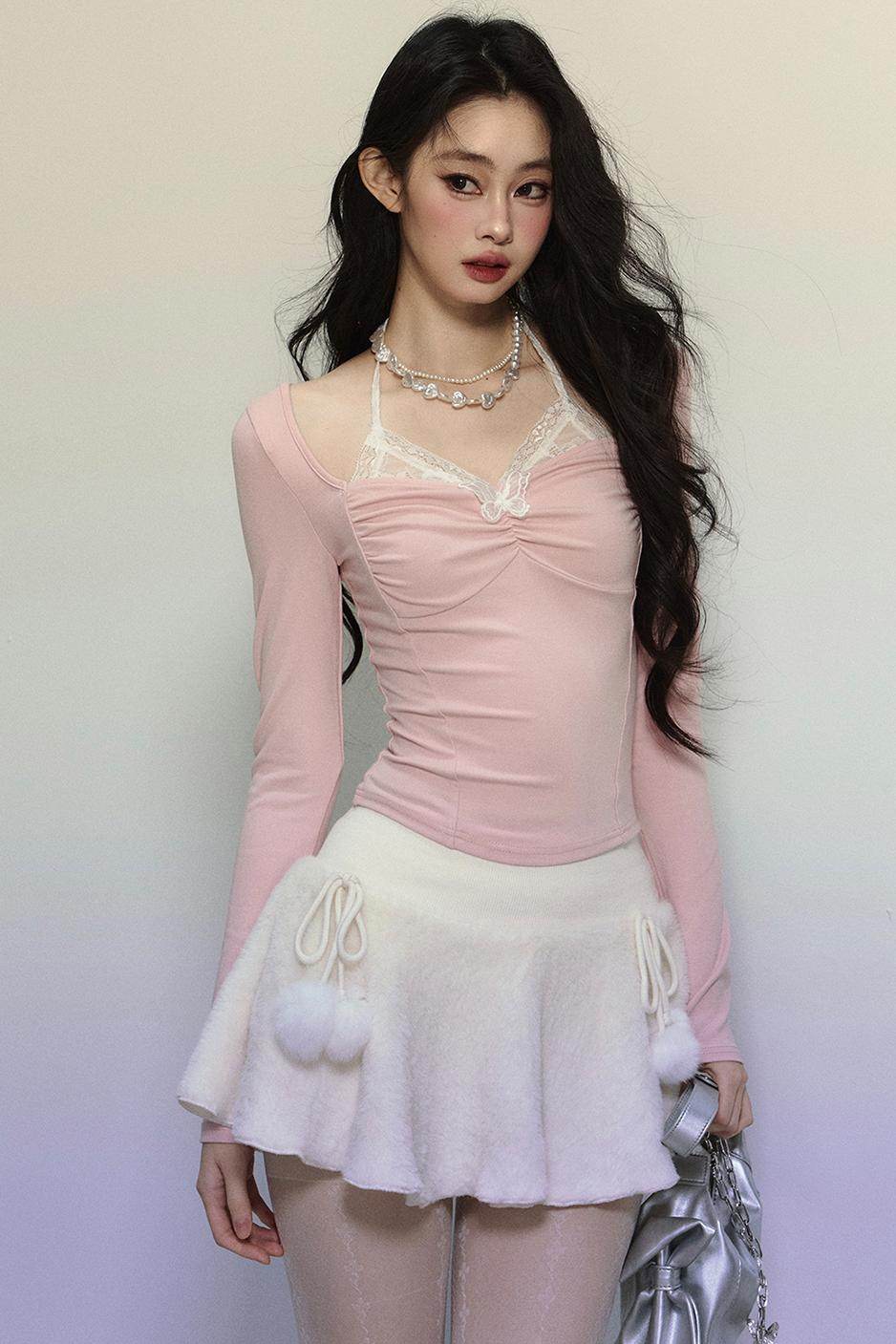 Lace Halter Embroidered Top - My Store