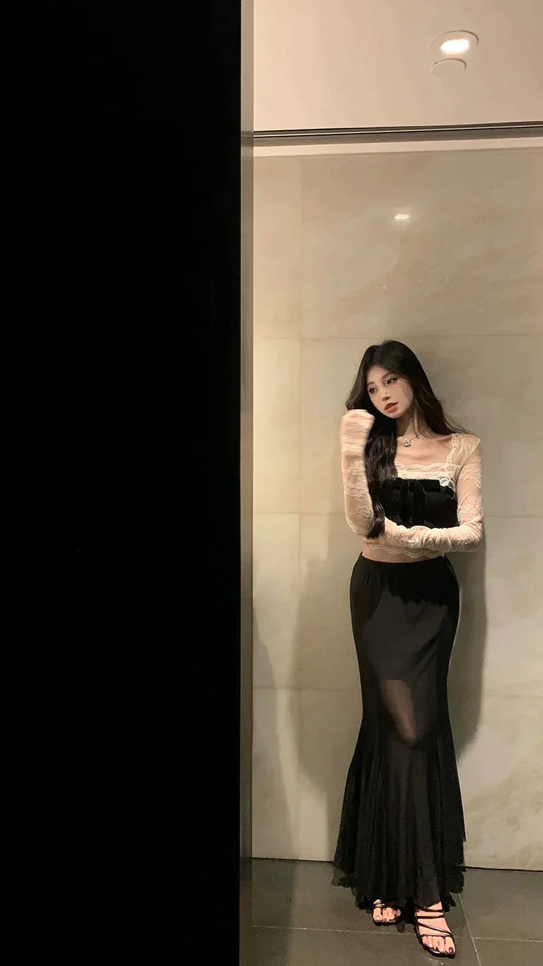 Lace Top & Skirt Set