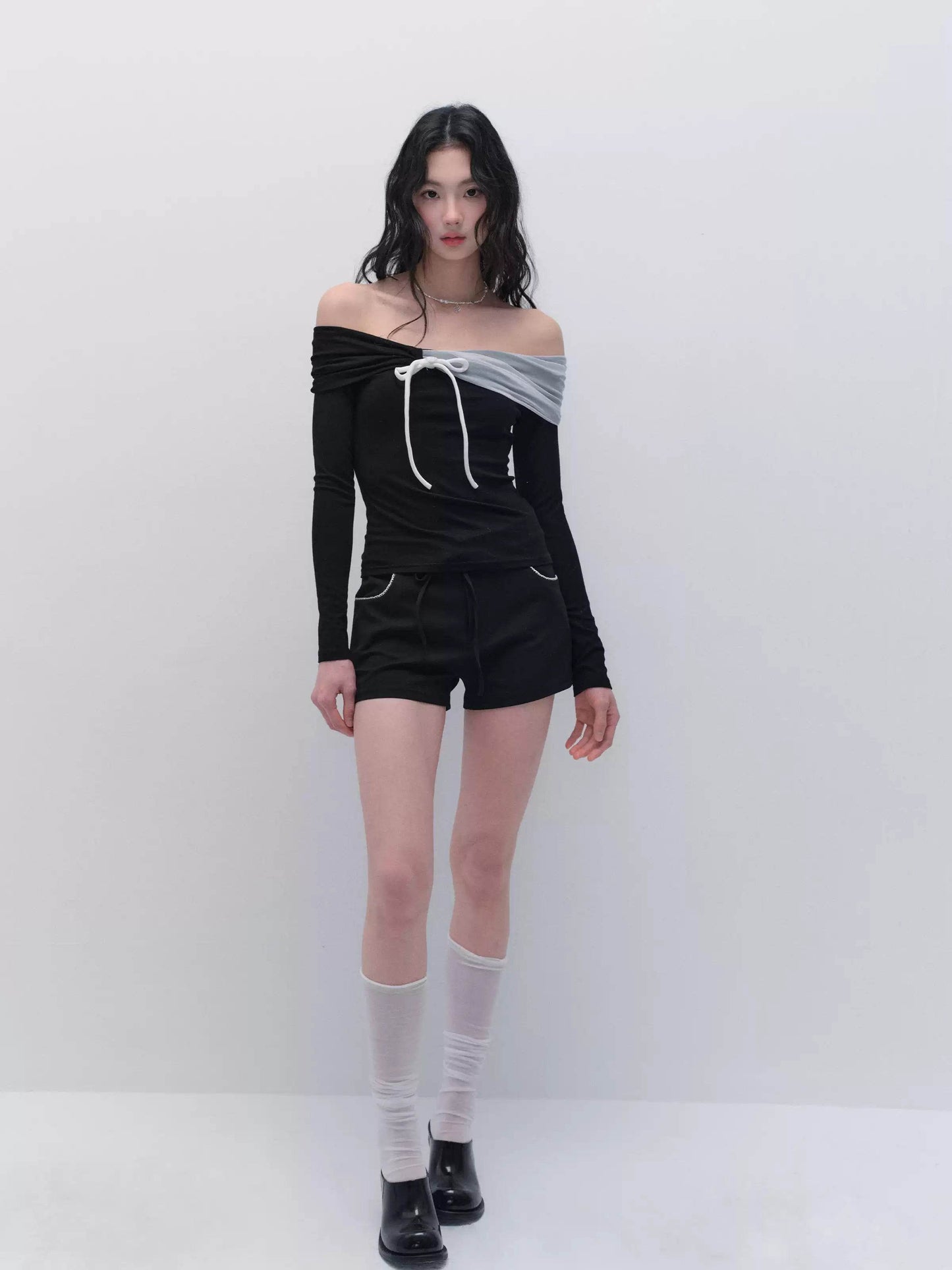 Fragile Heart Black and White Accent Top - My Store