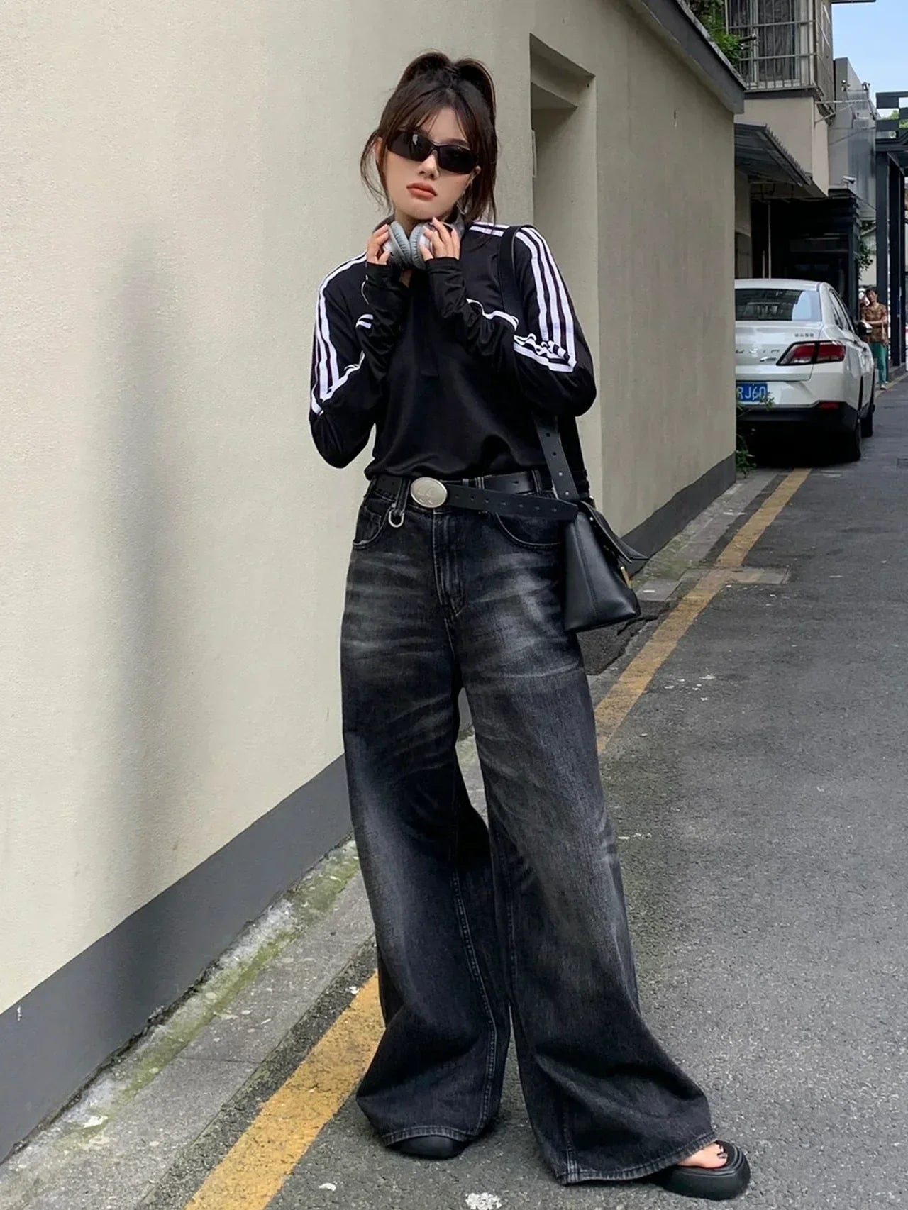 Vintage Black Wide Leg Jeans