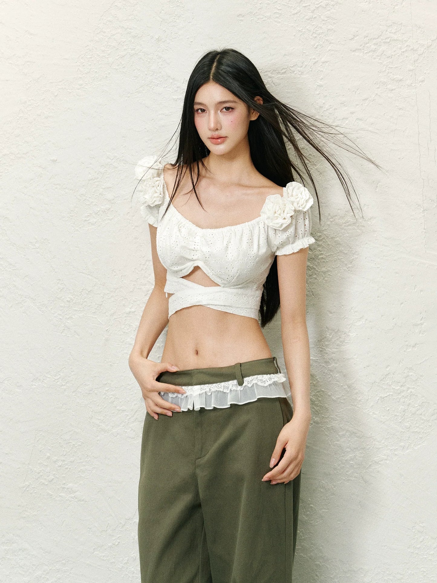 Flower Criss Cross Crop Top