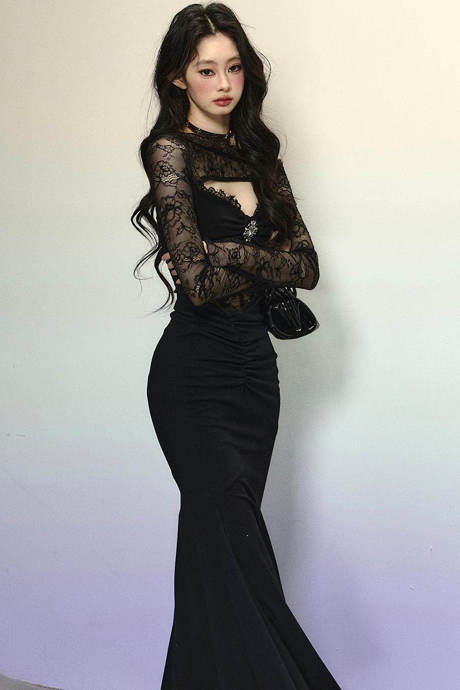 High-Quality Lace Evening Dress - My Store