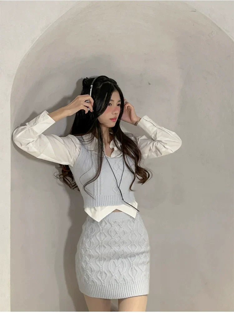 Knit Top & Skirt Set