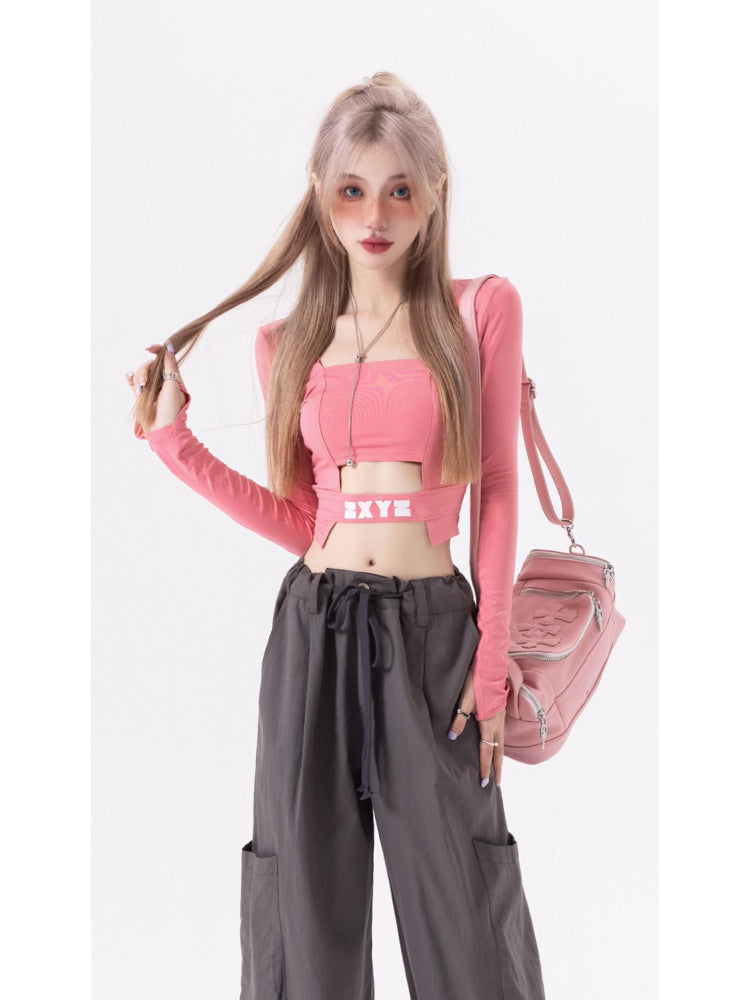 Square Collar Long Sleeve Top