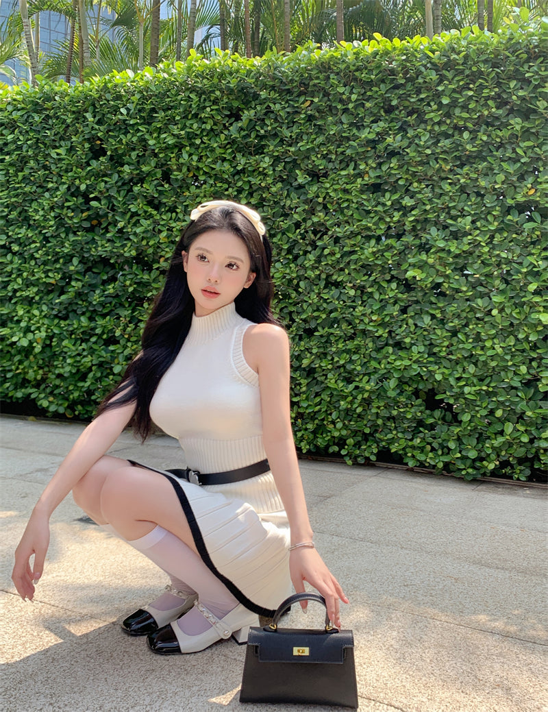 High Neck Top & Skirt Set