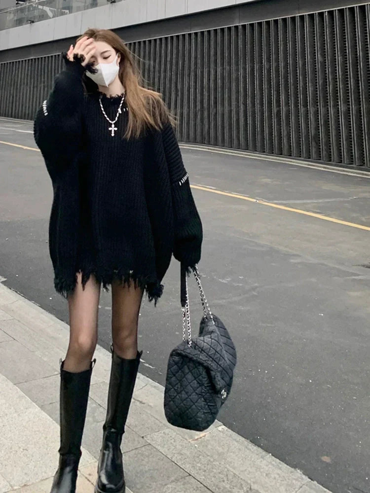 Oversized Contrast Stitch Sweater