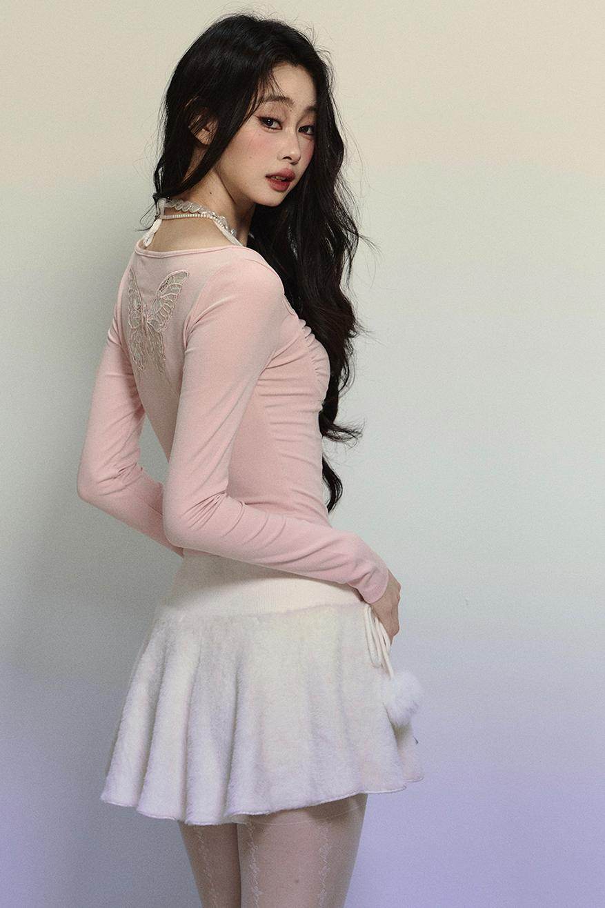 Lace Halter Embroidered Top - My Store