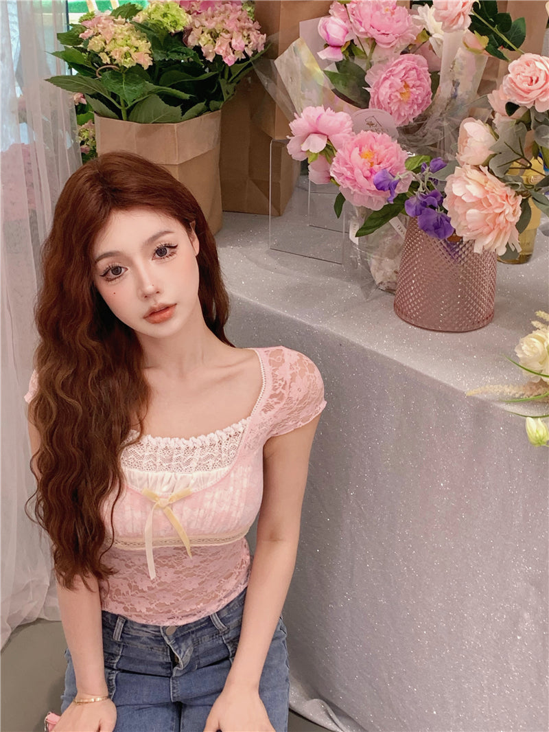 Lace Accent Trim Top