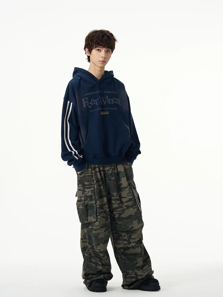 Oversize Washed Letter Hoodie
