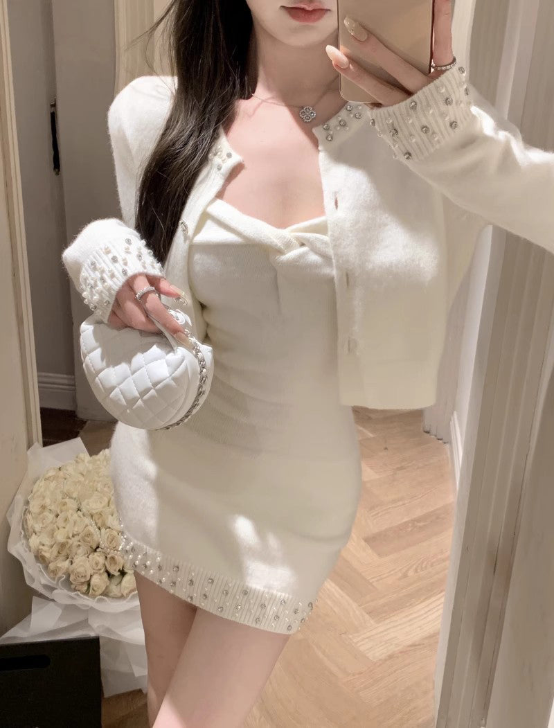 Snow Dress & Cardigan Set