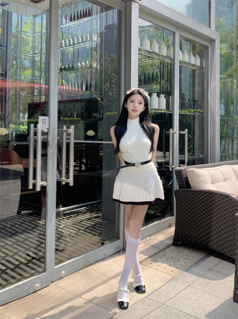 High Neck Top & Skirt Set