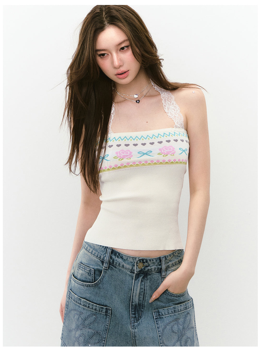 Flower Choker Halter Top