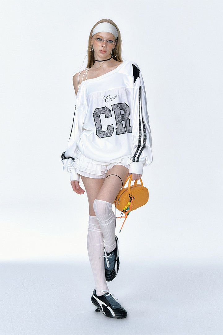 Lace Sport Jersey Long Sleeve Top
