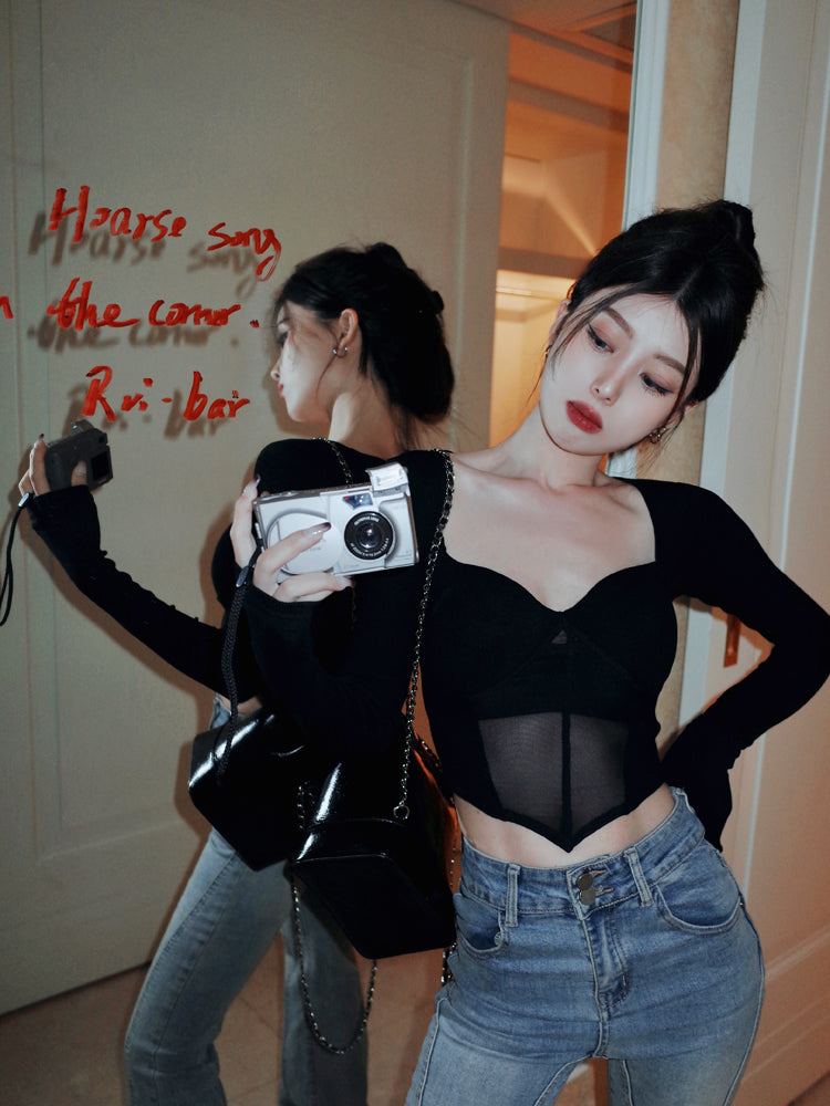 Corset Mesh Accent Top