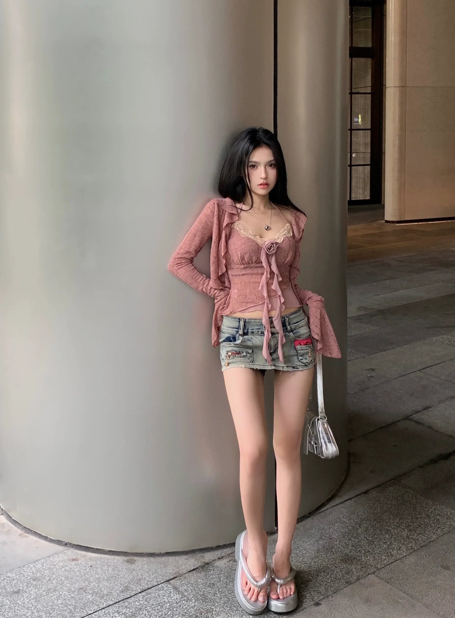Scarlett Top & Flower Cardigan Set