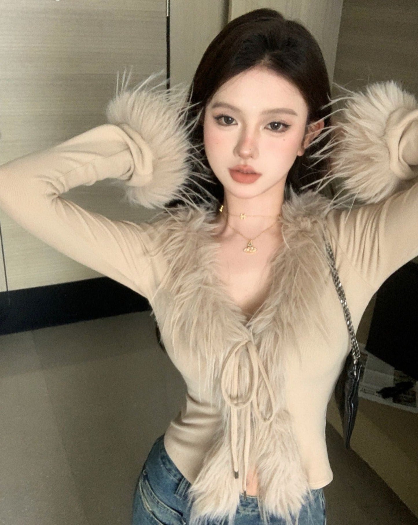 Fur Cardigan Top