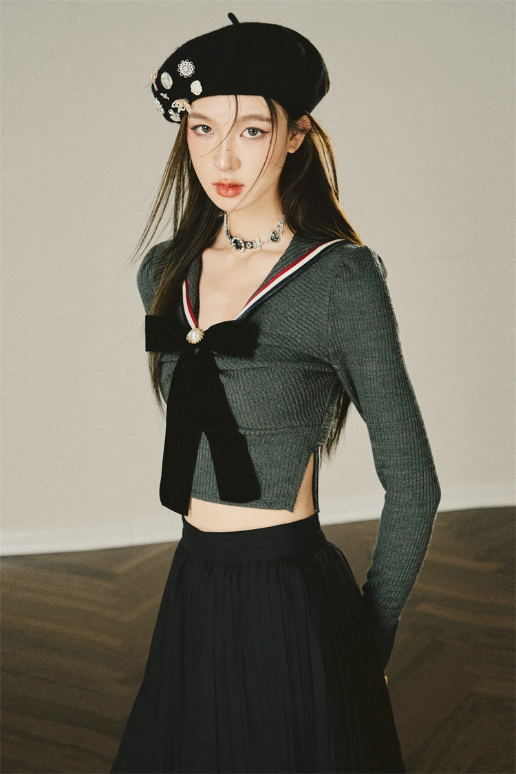 Bowknot Long Sleeve Top